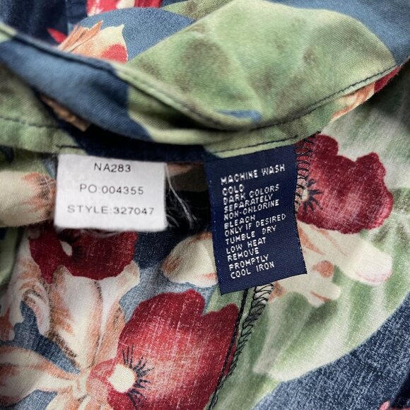 Vintage Chaps Ralph Lauren Shirt Mens XL‎ Blue Green Hawaiian Tropical Floral - Picture 5 of 7